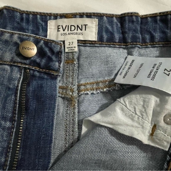 EVIDNT High Rise Cropped Jeans with Rips Blue Size 27 - Picture 7 of 8